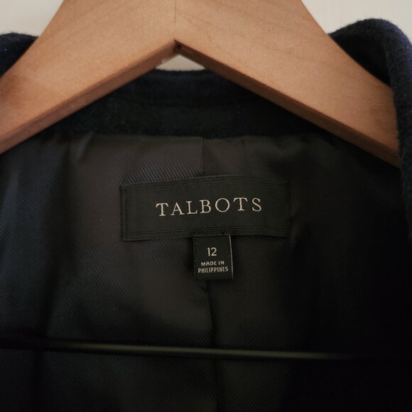 Talbots Black Watch Velvet Trim Plaid Blue & Green Holiday Wool Blend Blazer 12 - Picture 9 of 10